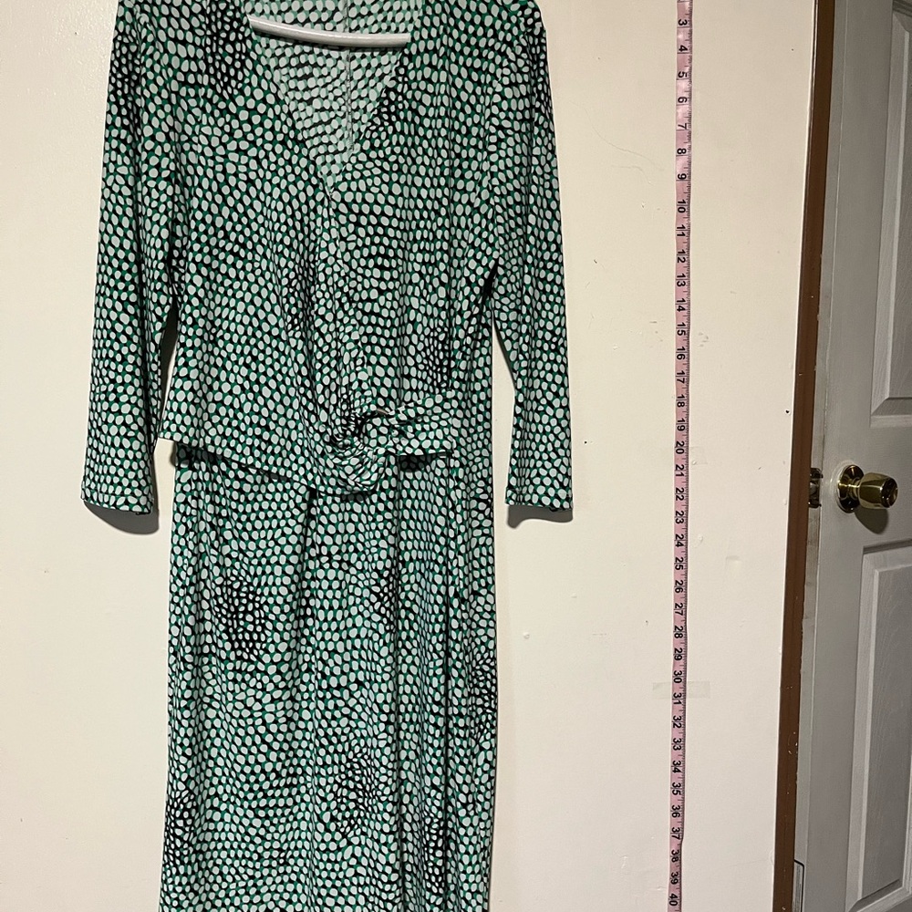Roz & Ali Teal Polka Dot Long Sleeve Dress
